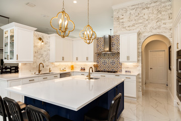 Modern White Kitchen in Estate Home