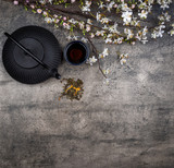 Japanese teaport on dark grey background