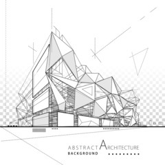 3D illustration architecture modern building construction abstract background. 