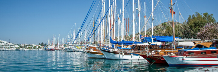 Sailboats in the harbor of Kos, Dodecanese island, Greece