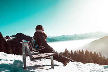 Woman enjoying winter landscape