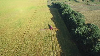 Crop spraying aerial view