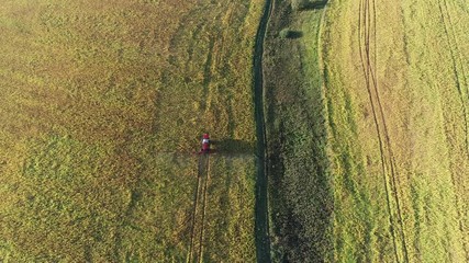 Crop spraying aerial view