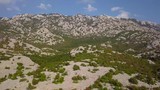 Aerial view of stone mountains in Croatia