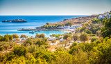 landscape with the Lindos beach