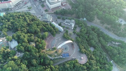 Aerial view of the Arch of Friendship of Peoples in Kiev, European Square and Khreshchatyk Street, Kiev, Ukraine