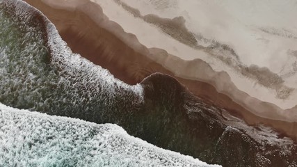 Exotic beach on sunset time aerial drone top view