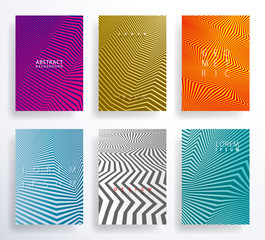 Geometric halftone gradients abstract background template design set.