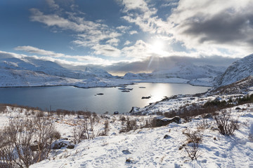 Winterlandschaft auf den Lofoten, Norwegen