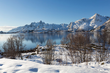 Winterlandschaft auf den Lofoten, Norwegen