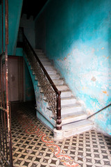 Staircase in a house in Old Havana, Cuba
