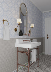 3D Rendering Vintage Bathroom
