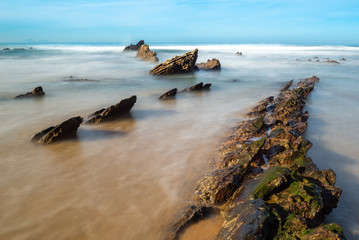 Beach of Barrika at low tide, Bizkaia, Spain