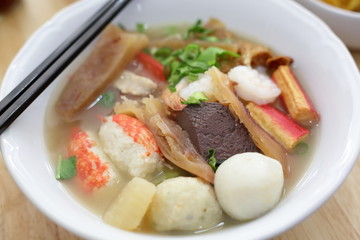 seafood yentafo noodle of asia food tasty