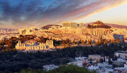 The Acropolis of Athens, Greece, with the Parthenon Temple