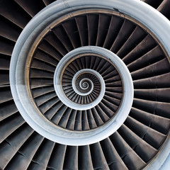 Air plane engine spiral abstract background. Engine fractal background. Industrial infinity spiral surreal abstract image.