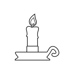 Icono plano lineal candelabro en color negro