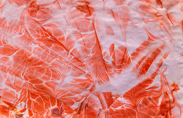 red ebru imprint on paper