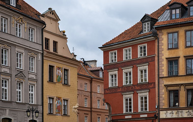 Colourful houses in Warsaw Old Town.
