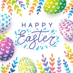 Easter greeting card with color eggs