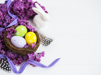 Nest with easter eggs