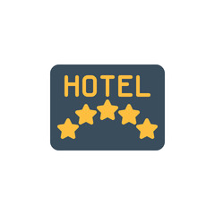 Hotel quality rating flat icon, vector sign, Five stars hotel rate colorful pictogram isolated on white. Symbol, logo illustration. Flat style design