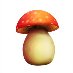 Fairy-fly agaric on a white background, for illustrations and games. Vector.
