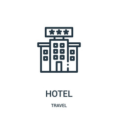 hotel icon vector from travel collection. Thin line hotel outline icon vector illustration. Linear symbol for use on web and mobile apps, logo, print media.