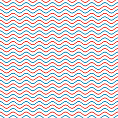 Seamless Pattern - Wavy Rippling Blue and Red Striped Background