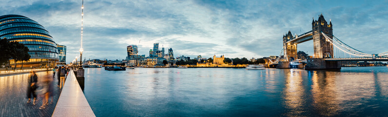 Banks of river Thames in London after sunrise