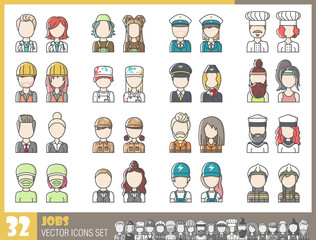 Berufe Jobs Avatar Vektor Icons Set