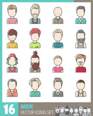 Männer Avatare Vektor Icons Set