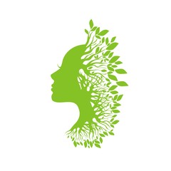 Face silhouette with leaves