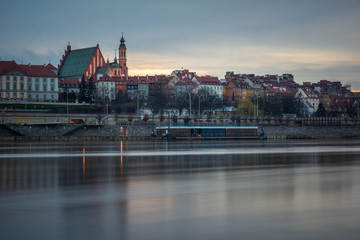 Old town over the Vistula river in Warsaw, Poland