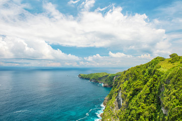 Ocean rocks turquoise blue ocean Nusa Penida Island Bali