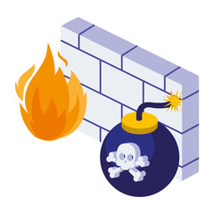 firewall protection isolated icon
