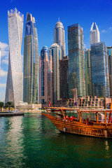 Modern residential architecture of Dubai Marina, UAE