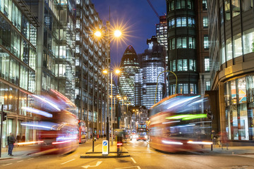 London city view traffic at night