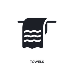black towels isolated vector icon. simple element illustration from hotel concept vector icons. towels editable logo symbol design on white background. can be use for web and mobile