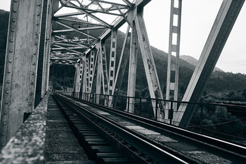 railroad track, railroad bridge railroad in the mountains