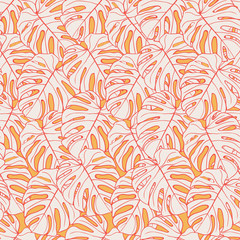 Beauty cartoon tropical seamless leaves pattern design