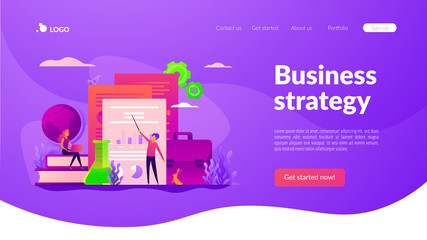 ICO investment document, startup business strategy, product development plan and white paper concept. Website interface UI template. Landing web page with infographic concept creative hero header