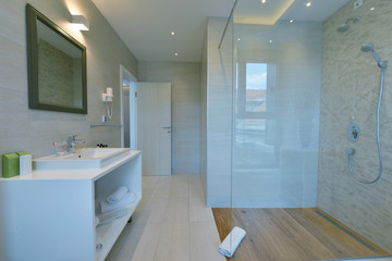 minimalistic bathrom in modern hotel