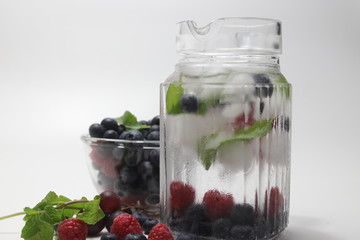Infused Water, Black Berry and Cranberry with Mint Leaves