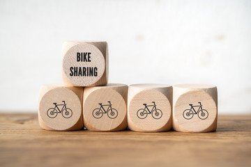 Bike-Sharing Symbole auf Würfeln 