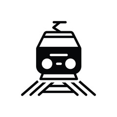 Black solid icon for railway train 