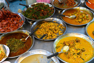Thai food prepared in a plate for sell in street foods