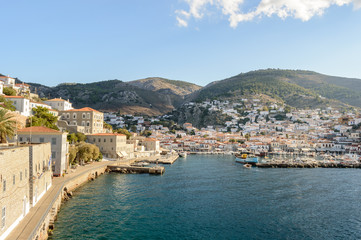 View of Hydra old town and port, Greece