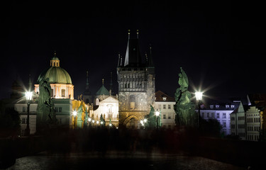 Charles bridge in Prague at night