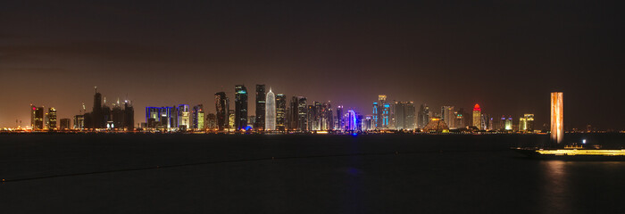 Doha new city skyline at night